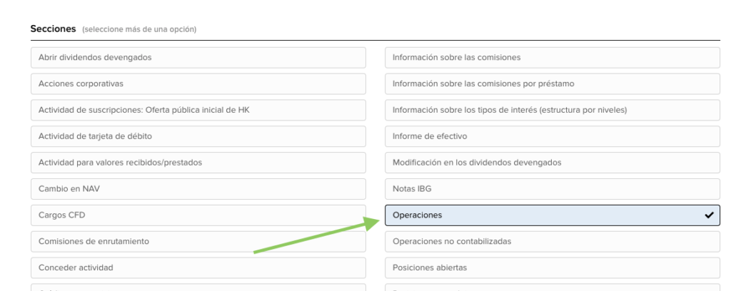 secciones operaciones