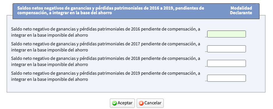 ¿Cómo intoducir las minusvalías pendientes de compensar de otros años en el IRPF?